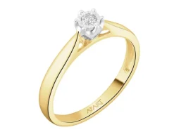 Best Apart Pierścionek z żółtego i białego złota z brylantem - 0,05 ct - próba 750