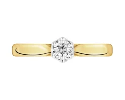 Best Apart Pierścionek z żółtego i białego złota z brylantem - 0,05 ct - próba 750