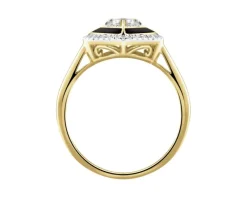 Apart Pierścionek z żółtego i białego złota z diamentami i emalią - 0,20 ct - próba 585< Pierścionki
