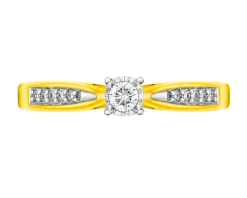 Online Apart Pierścionek z żółtego i białego złota z diamentami - 0,09 ct - próba 375