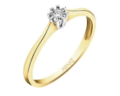 Apart Pierścionek z żółtego i białego złota z brylantem - 0,02 ct - próba 585< Pierścionki