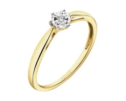 Clearance Apart Pierścionek z żółtego i białego złota z brylantem - 0,02 ct - próba 375