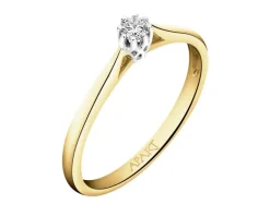 Online Apart Pierścionek z żółtego i białego złota z brylantem - 0,08 ct - próba 585