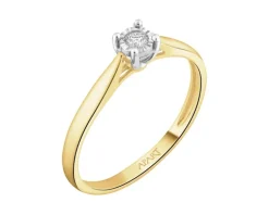 Apart Pierścionek z żółtego i białego złota z brylantem - 0,05 ct - próba 750< Pierścionki