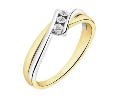 Outlet Apart Pierścionek z żółtego i białego złota z diamentami - 0,01 ct - próba 375