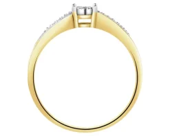 Apart Pierścionek z żółtego i białego złota z diamentami - 0,12 ct - próba 585< Pierścionki