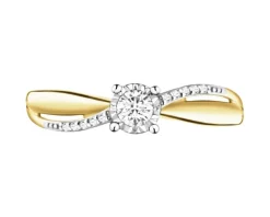 Apart Pierścionek z żółtego i białego złota z diamentami - 0,12 ct - próba 585< Pierścionki
