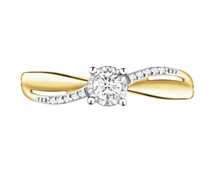 Apart Pierścionek z żółtego i białego złota z diamentami - 0,12 ct - próba 585< Pierścionki