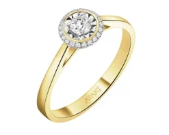 Discount Apart Pierścionek z żółtego i białego złota z brylantami - serce - 0,20 ct - próba 585