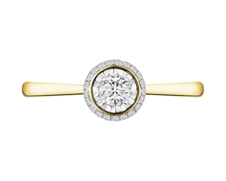 Discount Apart Pierścionek z żółtego i białego złota z brylantami - serce - 0,20 ct - próba 585