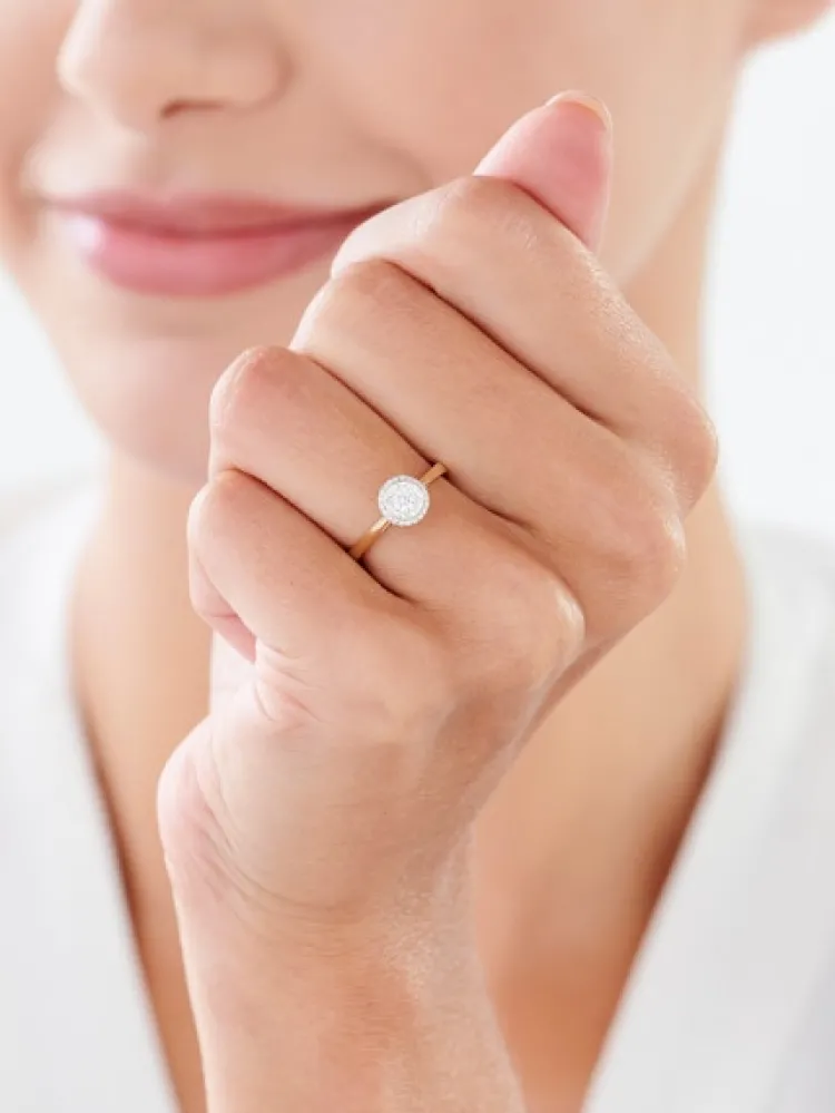 Discount Apart Pierścionek z żółtego i białego złota z brylantami - serce - 0,20 ct - próba 585