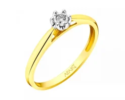 Clearance Apart Pierścionek z żółtego i białego złota z brylantem - serce - 0,02 ct - próba 375