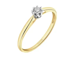 Discount Apart Pierścionek z żółtego i białego złota z brylantem - 0,10 ct - próba 585