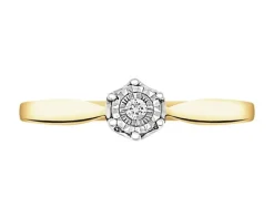 Best Apart Pierścionek z żółtego i białego złota z brylantem - 0,02 ct - próba 585