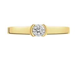 Clearance Apart Pierścionek z żółtego i białego złota z brylantem - 0,05 ct - próba 585