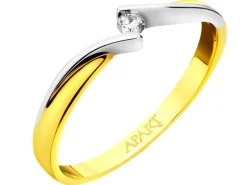 Discount Apart Pierścionek z żółtego i białego złota z brylantem - 0,04 ct - próba 585