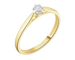 Apart Pierścionek z żółtego i białego złota z brylantem - 0,03 ct - próba 375< Pierścionki
