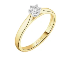 Clearance Apart Pierścionek z żółtego i białego złota z brylantami - 0,06 ct - próba 750