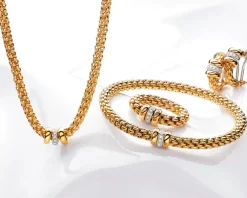 Fope Pierścionek z żółtego i białego złota z brylantami - 0,10 ct - próba 750< Pierścionki