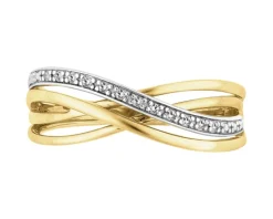 Outlet Apart Pierścionek z żółtego i białego złota z diamentami - 0,04 ct - próba 585