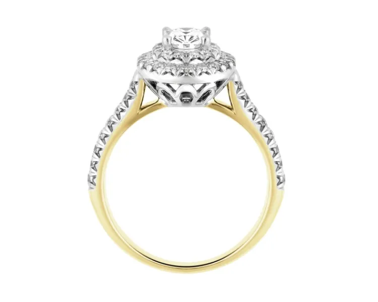 Apart Pierścionek z żółtego i białego złota z diamentami - SI1/H - 1,00 ct - próba 585< Pierścionki