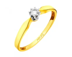 Apart Pierścionek z żółtego i białego złota z brylantem - 0,10 ct - próba 585< Pierścionki