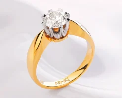 Apart Pierścionek z żółtego i białego złota z brylantem - 0,10 ct - próba 585< Pierścionki