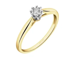 Apart Pierścionek z żółtego i białego złota z brylantem - 0,06 ct - próba 585< Pierścionki