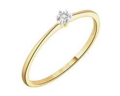 Online Apart Pierścionek z żółtego i białego złota z brylantem - 0,01 ct - próba 375