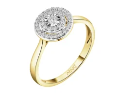 Online Apart Pierścionek z żółtego i białego złota z diamentami - 0,20 ct - próba 585