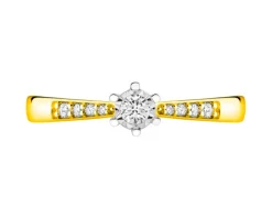 Apart Pierścionek z żółtego i białego złota z brylantami - 0,12 ct - próba 585< Pierścionki