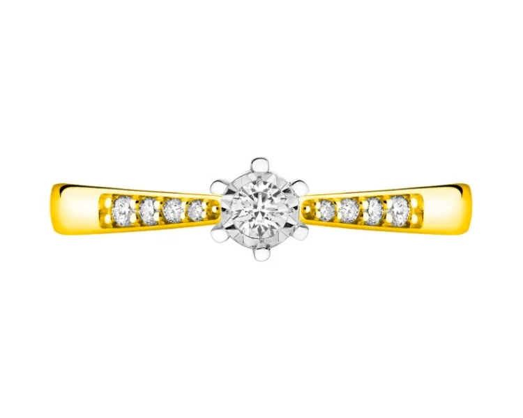 Apart Pierścionek z żółtego i białego złota z brylantami - 0,12 ct - próba 585< Pierścionki