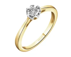 Best Apart Pierścionek z  żółtego i białego złota z brylantem - 0,10 ct - próba 585