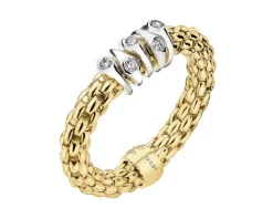 Fope Pierścionek z żółtego i białego złota z brylantami - 0,07 ct - próba 750< Pierścionki