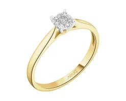 Apart Pierścionek z żółtego i białego złota z diamentami - 0,07 ct - próba 375< Pierścionki