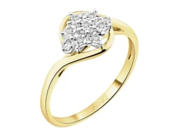 Sale Apart Pierścionek z żółtego i białego złota z brylantami - 0,05 ct - próba 375