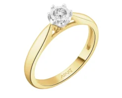 Apart Pierścionek z żółtego i białego złota z brylantem - 0,10 ct - próba 750< Wszystkie