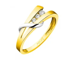Apart Pierścionek z żółtego i białego złota z brylantami - 0,11 ct - próba 585< Pierścionki
