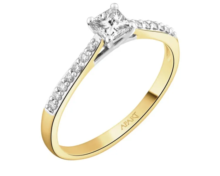 Discount Apart Pierścionek z żółtego i białego złota z diamentami - 0,36 ct - próba 585