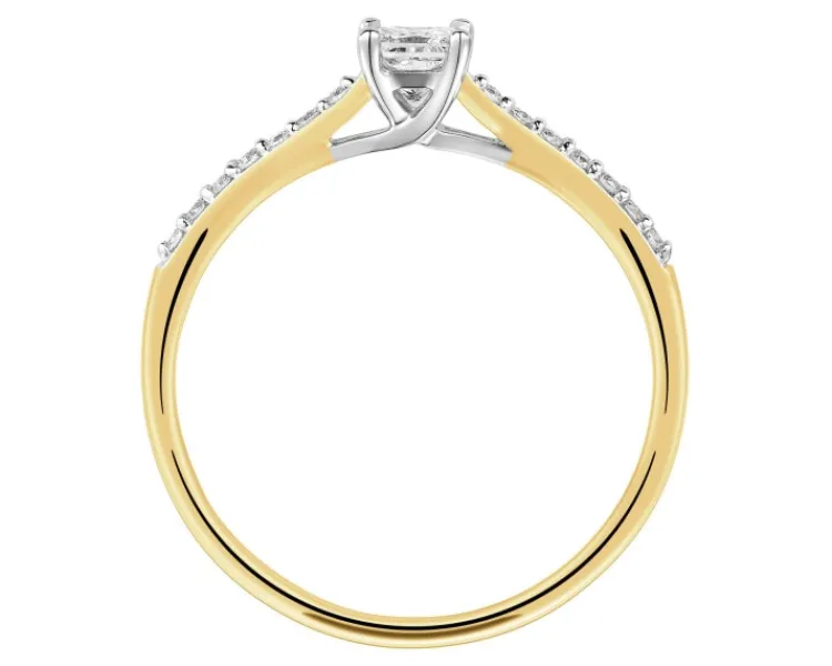Discount Apart Pierścionek z żółtego i białego złota z diamentami - 0,36 ct - próba 585