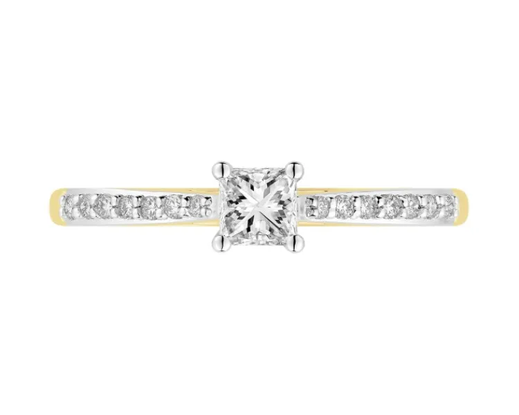 Discount Apart Pierścionek z żółtego i białego złota z diamentami - 0,36 ct - próba 585
