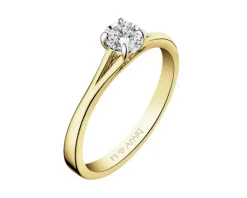 Online Apart Pierścionek z żółtego i białego złota z brylantem - 0,14 ct - próba 585