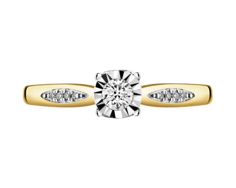 Hot Apart Pierścionek z żółtego i białego złota z brylantami - serce - 0,14 ct - próba 585