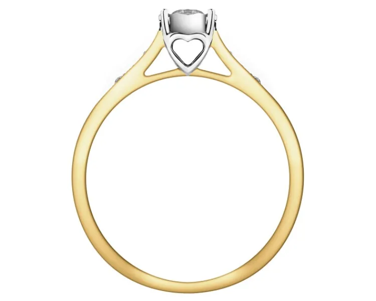Hot Apart Pierścionek z żółtego i białego złota z brylantami - serce - 0,14 ct - próba 585