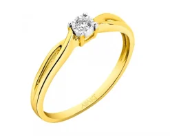 Apart Pierścionek z żółtego i białego złota z brylantem - 0,05 ct - próba 585< Pierścionki