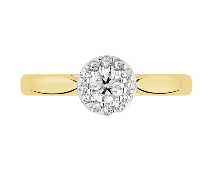 Apart Pierścionek z żółtego i białego złota z diamentami - 0,25 ct - próba 585< Pierścionki