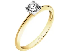 Apart Pierścionek z żółtego i białego złota z brylantem - 0,15 ct - próba 585< Pierścionki