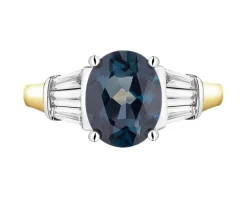 Outlet Apart Pierścionek z żółtego i białego złota z diamentami i topazem London Blue - próba 585