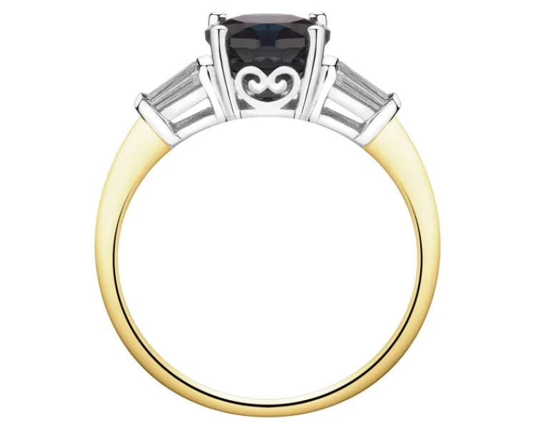 Outlet Apart Pierścionek z żółtego i białego złota z diamentami i topazem London Blue - próba 585