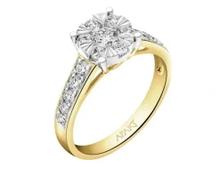 Clearance Apart Pierścionek z żółtego i białego złota z brylantami - 0,75 ct - próba 585